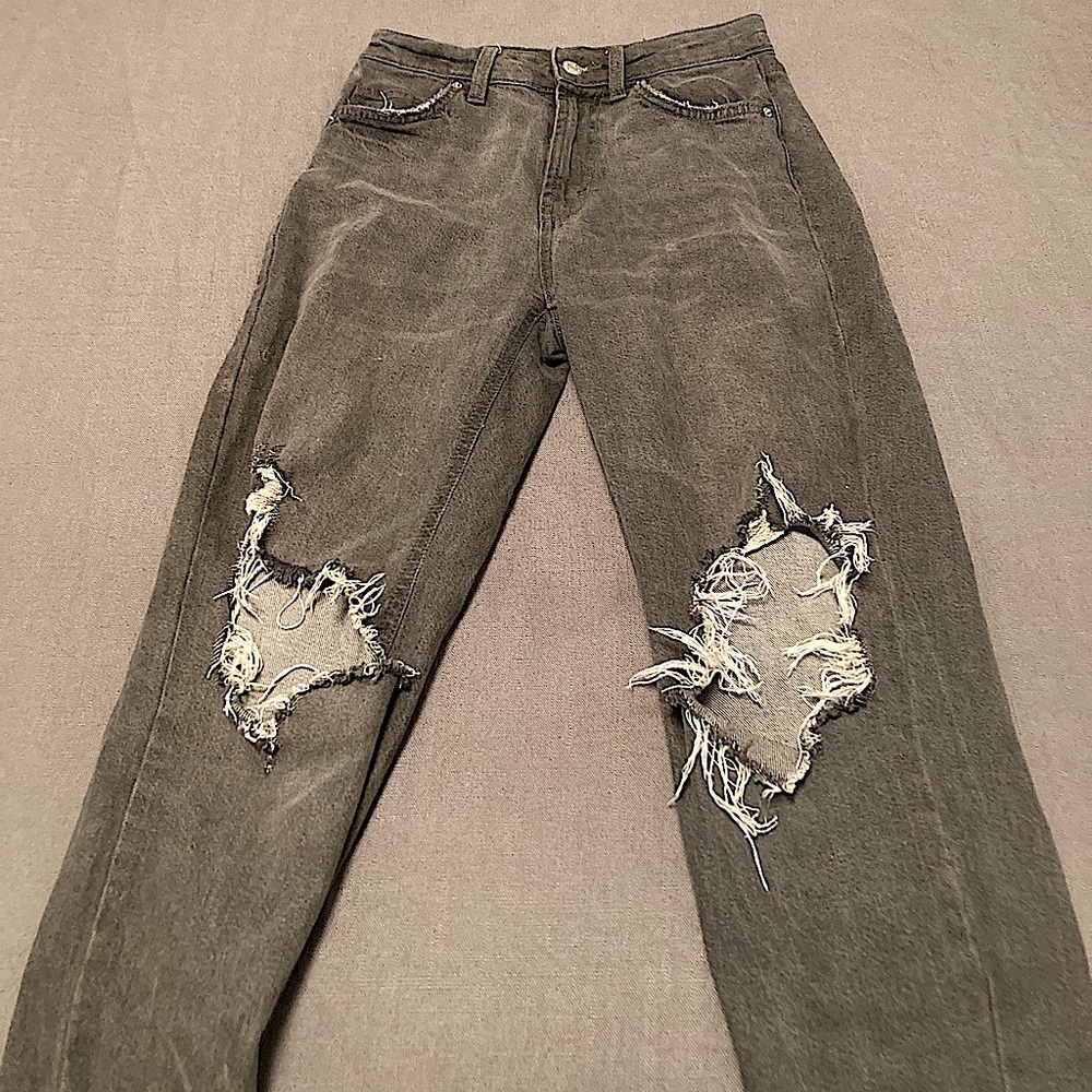 Grey high wasted distressed denim - wild fable